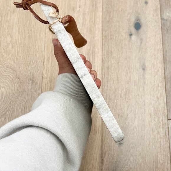 Artisanal Marble Monogram Serving Board with Wood Spreader & Initial G - Picture 6 of 6